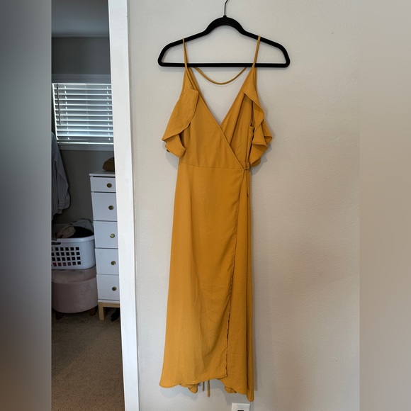 Carly Jean Los Angeles Dresses & Skirts - Carly Jean Los Angeles Mustard Wrap Dress